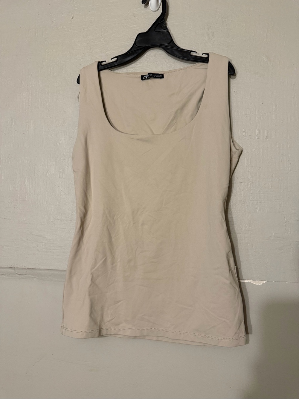 Zara Neutral Scoop Neck Tank Top Bundle of 2-Light Beige and White